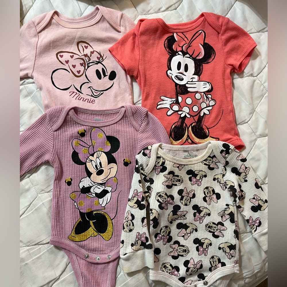 Disney baby Minnie Mouse bundle, sizes 0-3M/3M, used/normal wear.